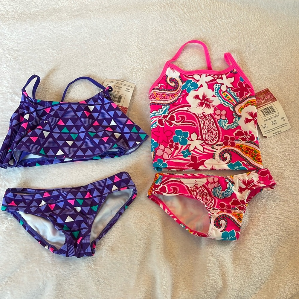 NWT bundle of two Kanu Surf girls, size 2T bathing suits bikini swimsuit